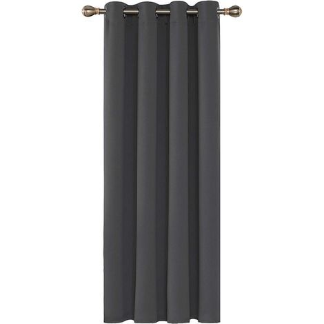 Rideau Occultant - 140 x 240 cm - Isolation Thermique - Oeillets Métalliques - Pour Chambre Salon Séjour - Gris Foncé - 1 Pièce
