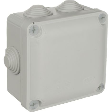 Caja estanca de conexión "Ybox" de superficie con 7 conos y tapa ciega IP55/IK08 11,2x11,2x6,2cm color gris