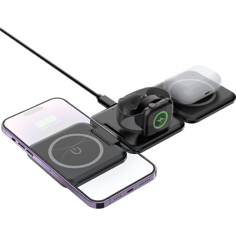 Chargeur à Induction Pliable - BE MIX - 3EN1 - Induction - 20W - Noir (1/4)