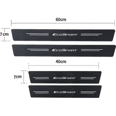 (4 pièces) Film protecteur anti-rayures en fibre de carbone pour seuils de porte, pare-chocs et coffre de voiture, compatible avec les modèles ECOSPORT. Accessoires inclus. (1/4)