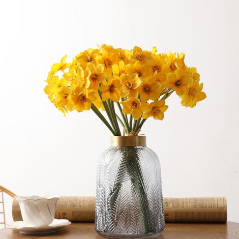 Fleur Artificielle - Narcisse - Longueur 28 cm - Diamètre Tête 14 cm - Pour Décoration Intérieure Extérieure Bureau Maison Noël - Lot de 6 (1/5)