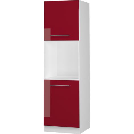 Herdumbauschrank Fame-Line, Bordeaux Hochglanz, 60 cm mit offenem Regal, Vicco
