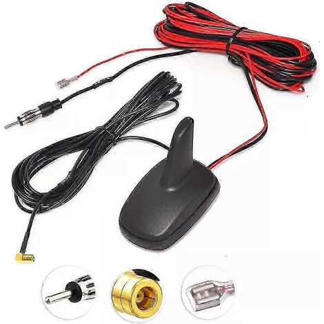 Antenne radio numérique DAB+ FM/AM Eightwood pour voiture, montage sur toit, avec amplificateur, connecteur SMB et aileron de requin, compatible avec JVC, Kenwood et Pioneer (modèle JXLGV). (1/5)