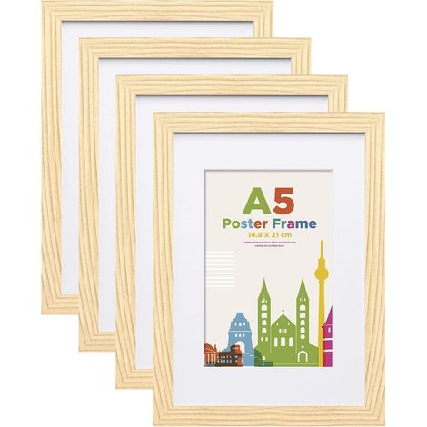 Bilderrahmen A5 Holz Acrylglas Passepartout 10x15cm DIN A5 4er Oak (1/3)