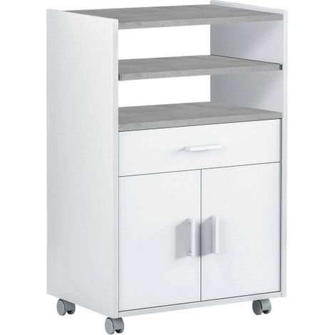 Mueble microondas 59x40x92h cm blanco mate con 2 puertas y 1 cajón – Spoleto (1/5)