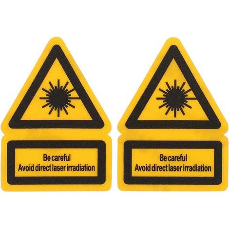 Lot de 2 autocollants d'avertissement laser « Attention » pour la sécurité en usine.-5.20X3.70X0.10CM-Yellow (1/4)