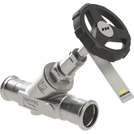 Kemper Niro Freistrom-Absperrventil ohne Entleerung, Mapress DN 15/15, PN 16, Edelstahl, Figur 073 00