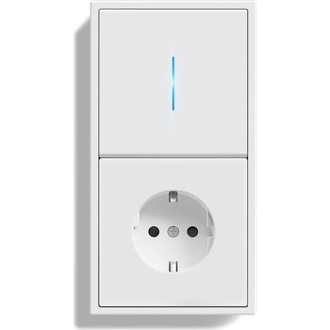 Prise avec Interrupteur Mural,1 Gang 2 Voies 150 80mm,Interrupteur avec Prise Cadre PC et Indicateurs LED,Installation Facile,Blanc (1/5)