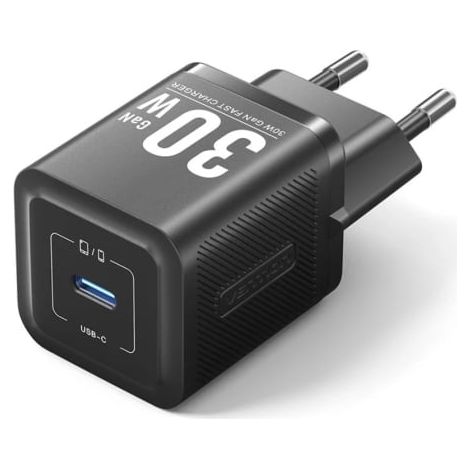 Cargador de Pared GaN Vention FEZB0-EU/ 1xUSB Tipo-C/ 30W