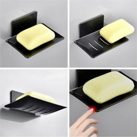 Jabonera de metal negro,no requiere taladrar,soporte de pared para jabón,cocina o el hogar. Soporte para jabón o esponja (1/4)