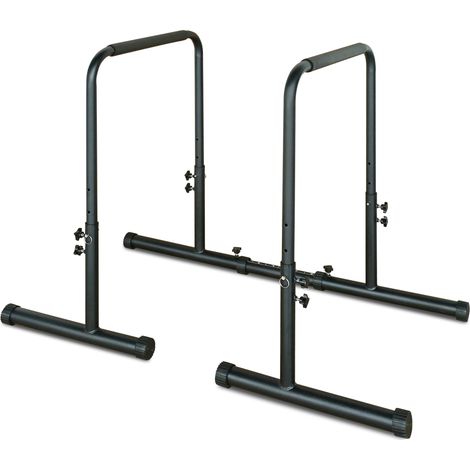 Stazione per dip regolabile in altezza in ferro nero, portata 249 kg, per casa e palestra (1/4)