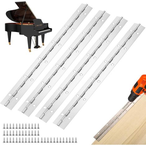 4 Pcs Charniere Piano avec vis (argent) 30 cm Charnière Piano Charniere Inox Continues pour portes (1/5)