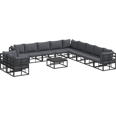 Maison Exclusive - Set Divano da Giardino con cuscino 12 pcs Nero Alluminio