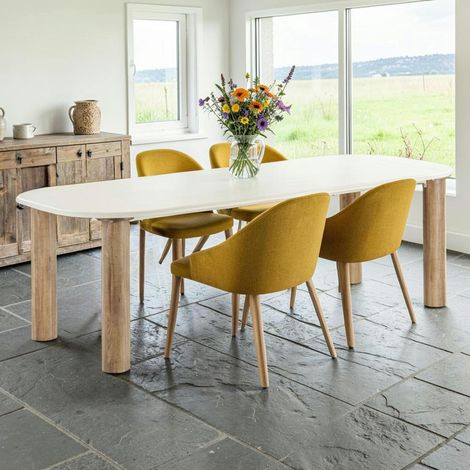 Table à manger aspect ciment clair 240 cm KNOX (1/5)
