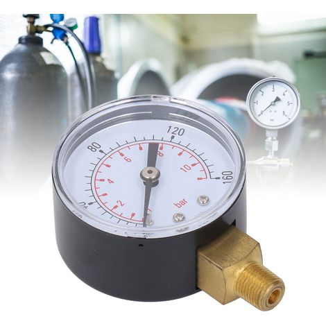 TS-Z53 Axial-Manometer, 0-160 psi, Edelstahl, 1/8" NPT-Gewinde", 2" Durchmesser", 2" Durchmesser", Edelstahl. (1/5)