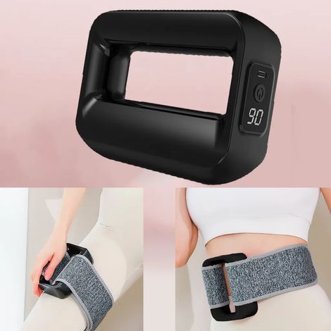 Pistola de masaje con 6 niveles de intensidad, 3 modos de ritmo, masajeador de mano, pistola de masaje eléctrica con cinturón de soporte lumbar, recargable. (1/5)