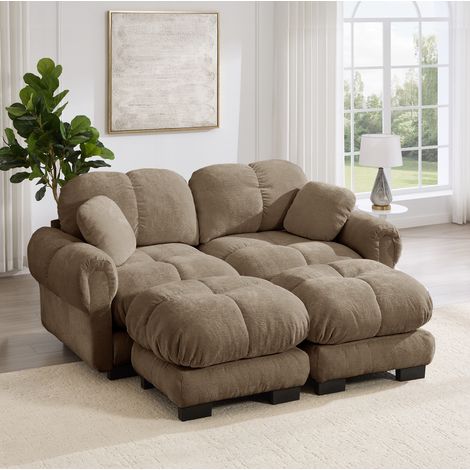 CHICFURN Divano 3 posti 260x86x90 cm in ciniglia marrone modulare con 2 cuscini déco (1/5)