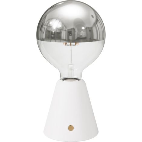 Lampe portative LED rechargeable Cabless01 avec ampoule globo demi-sphère argent - Avec ampoule, Blanc (1/5)