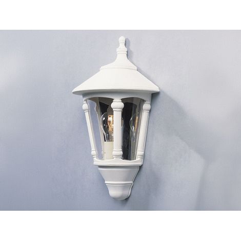 Außenwandleuchte LED Laterne Halbschale Aluminium Weiß, Höhe 44cm (1/4)