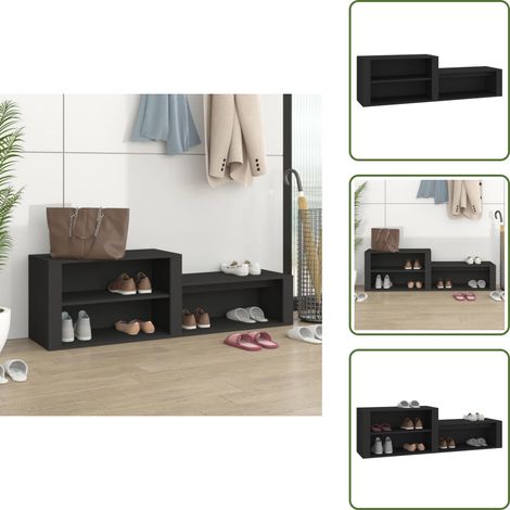 Almacenamiento de zapatos - vidaXL Mueble zapatero madera contrachapada negro 150x35x45 cm - Mueble de madera contrachapada
