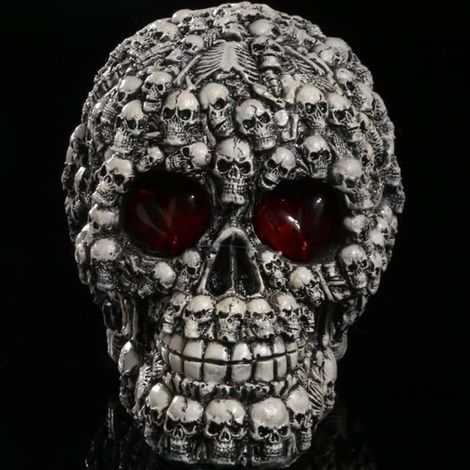 Statue deco,Figurines tête de crâne en résine, yeux LED, crâne de démon, décoration de maison, cadeau d'halloween - Type 1 (1/4)