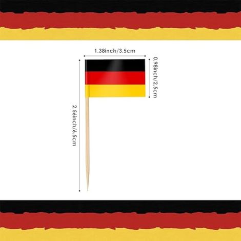Lot de 30 cure-dents avec drapeaux de l'Allemagne, cure-dents avec drapeau, décoration allemande, petit mini cure-dents pour l'Euro vision de la Coupe du Monde de l'Euro Coupe du Monde de la Coupe du