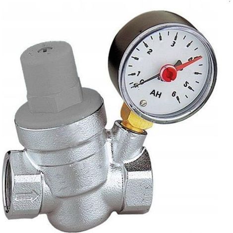 Réducteur de Pression d'eau avec Manomètre Régulateur 3/4" avec Filtre à Tamis Vanne de Réduction de Pression en Laiton avec Membrane NBR (1/3)