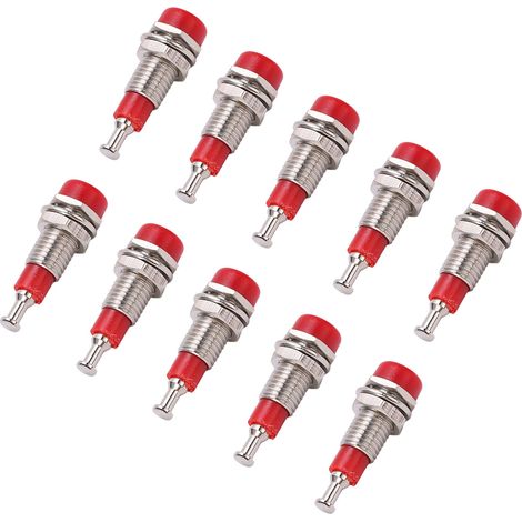 Packung mit 10 vernickelten 2-mm-Bananensteckern (weiblich), roten Einbauklemmen, Schraubbuchse (1/5)