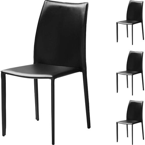 Lot de 4 chaises repas coloris noir - KIMY