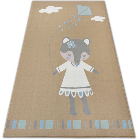 Teppich für Kinder LOKO Maus beige Antirutsch  beige 120x170 cm