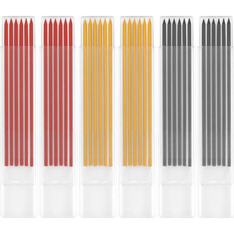 36 mines de crayon de 2,8 mm pour charpentier, mines de rechange pour marquage dans les trous profonds, crayon marqueur solide pour le marquage sur les chantiers de construction. (1/5)