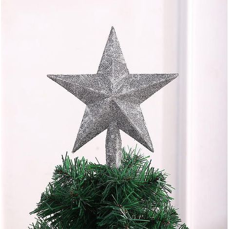 Mini Glittered Christmas Sliver Star Tree Topper Nol Dcoration De Vacances Treetop Incassable Ornement D'toile Pour La Dcoration D'arbre De Nol De Vac (1/5)