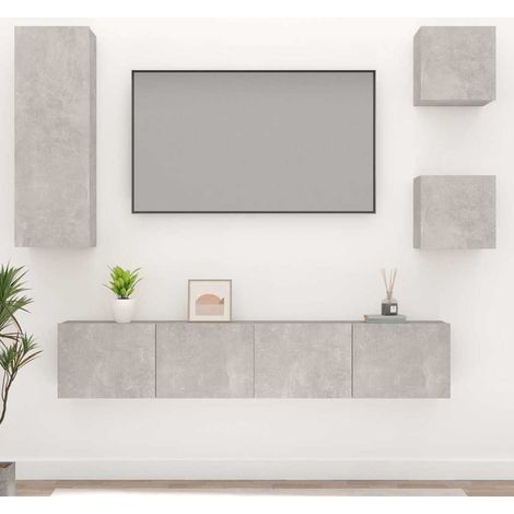 vidaXL Set de muebles de TV 5 pzas madera contrachapada gris hormigón (1/5)