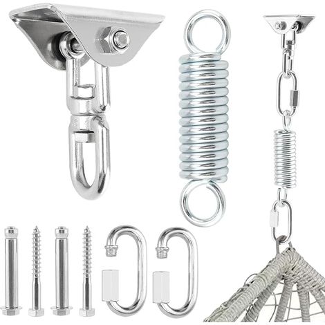 Heavy Ceiling Hook, Ceiling Hook, Hanging Chair, Swing Spring with 2 Carabiners and 150mm Steel Spring, Hanging Chair Hanging Kit (1/5)
