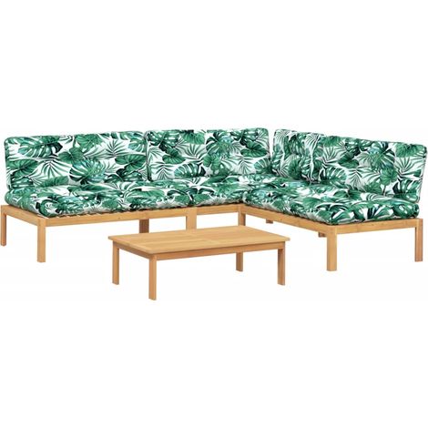 Maison Exclusive - 4-tlg. Garten-Sofagarnitur aus Paletten mit Ki (1/5)