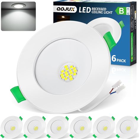 Lot de 6 Spot LED Encastrable Classe B 4000K Blanc Neutre, 5W 800LM Spots de Plafond Encastré Extra Plat 230V IP44 Salle de Bain,Trou Φ 68mm - 80mm, Non Dimmable (1/5)