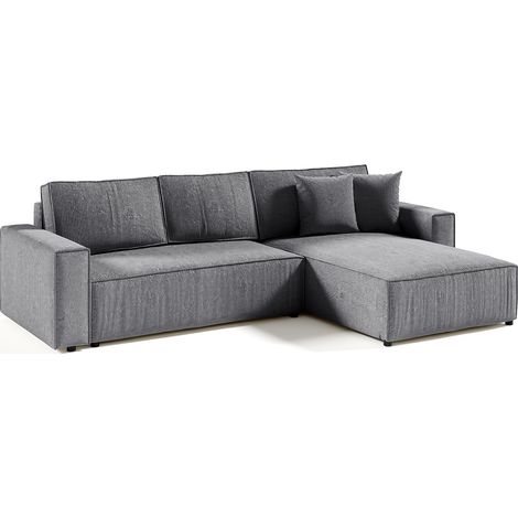 4-Sitzer-Wende-Ecksofa mit Bettkasten Isaac aus Cord Grau
