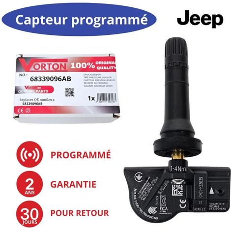 Sensore TPMS - 68339096AB - Preprogrammato - 433 MHz - Per JEEP Wrangler/Gladiator/Grand Cherokee