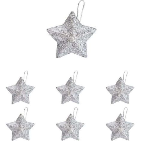 100 mini decorazioni a forma di stella per l'albero di Natale, decorazioni natalizie, accessori fai da te per feste di Natale (argento)