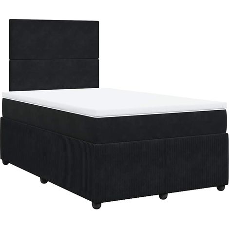 Lit double  Lit adulte  Sommier à lattes de lit avec matelas noir 120x190 cm velours