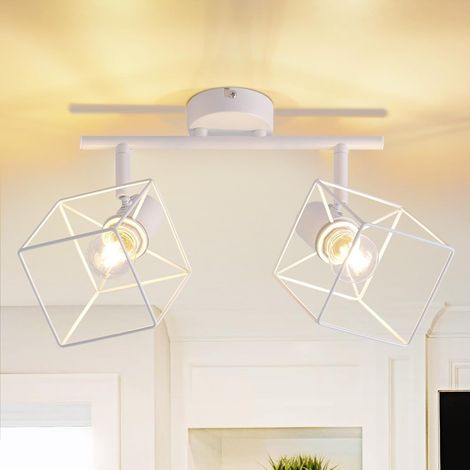 ZMH Spot de Plafond Plafonnier 2 Ampoules Chambre - Plafonnier 350° Pivotant Moderne E14 Spots de Plafond Lampe de Chambre Blanc pour Salon Couloir - Sans Ampoule (1/5)