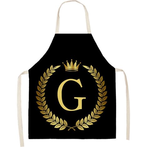 Tablier De Cuisine - En Coton Et Lin Imprimé Lettres - Sans Manches - Pour Cuisine Salle De Bain Jardin - 68 X 55 Cm - 1 Pièce (1/5)