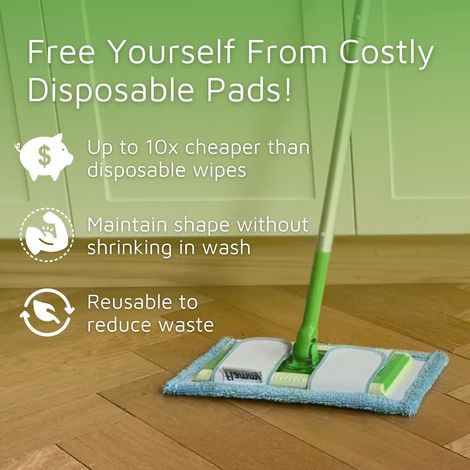 Convient pour les balais Swiffer Sweeper, recharge de serpillère en microfibre de 32 cm (12,5 pouces), lavable pour le nettoyage des sols durs et des plinthes, utilisable à sec ou humide, lot de 6. (1/4)
