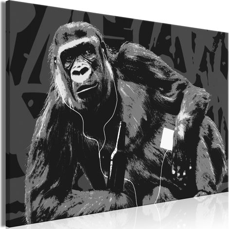 Quadro - Pop Art Monkey (1 Part) Narrow Grey - 120x80 (1/4)
