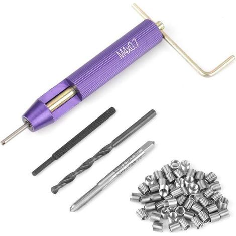 Kit per la riparazione di filettature, composto da 50 inserti filettati M4 x 2D in acciaio inox a spirale, inclusi un utensile di installazione a spirale M4 e una punta da trapano. (1/5)
