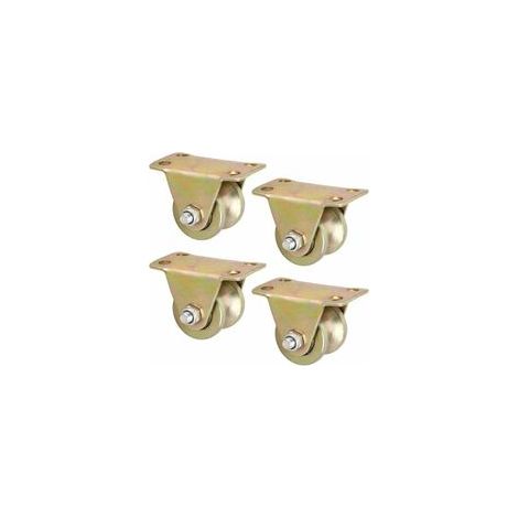 Industrielles Rillenrad, Richtungsrad, starres Stahlrad, Lenkrolle, U-Nut-Räder für Schiebetore, Drahtseilschienen, Wendeschienen, 4er-Pack (2 Zoll/50 mm) (1/5)