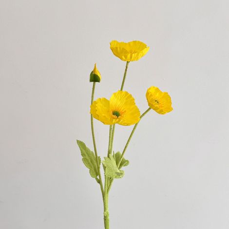 Fleurs artificielles de pavot réalistes haute qualité – 10 pièces en soie jaune pour décoration de mariage, intérieur et bouquets floraux