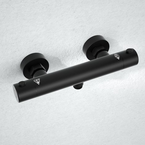Mitigeur de Douche Thermostatique avec bouton de sécurité à 38 °C, Robinet Douche avec Contrôle de Température Constant pour Douche et Baignoire Noir (1/5)