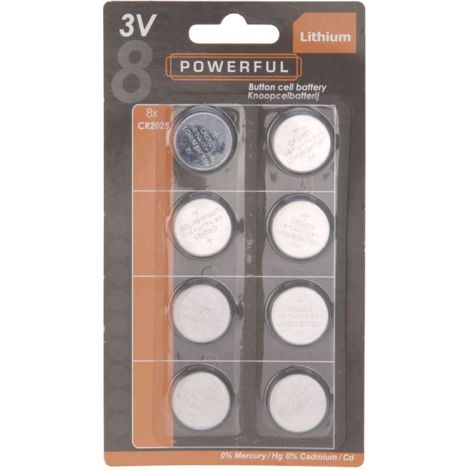 Lot de 8 piles bouton CR2025 – Lithium 3V longue durée