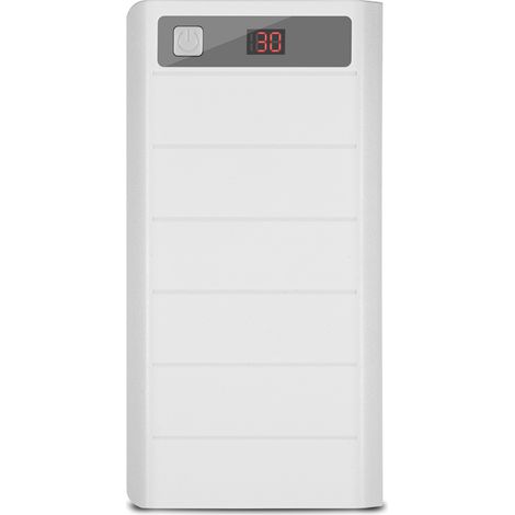 Kit power bank da 20000 mAh con 8 batterie 18650, custodia e doppia porta USB Type-C + Micro USB, colore bianco. (1/5)